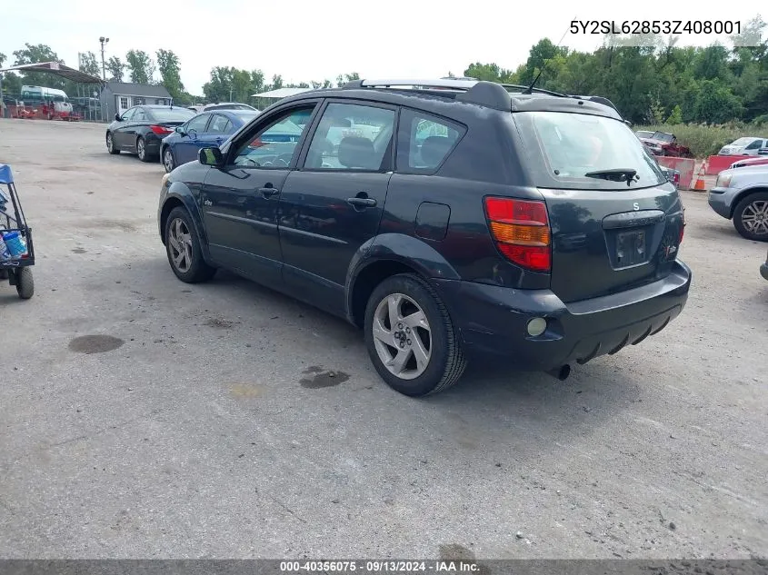 2003 Pontiac Vibe VIN: 5Y2SL62853Z408001 Lot: 40356075