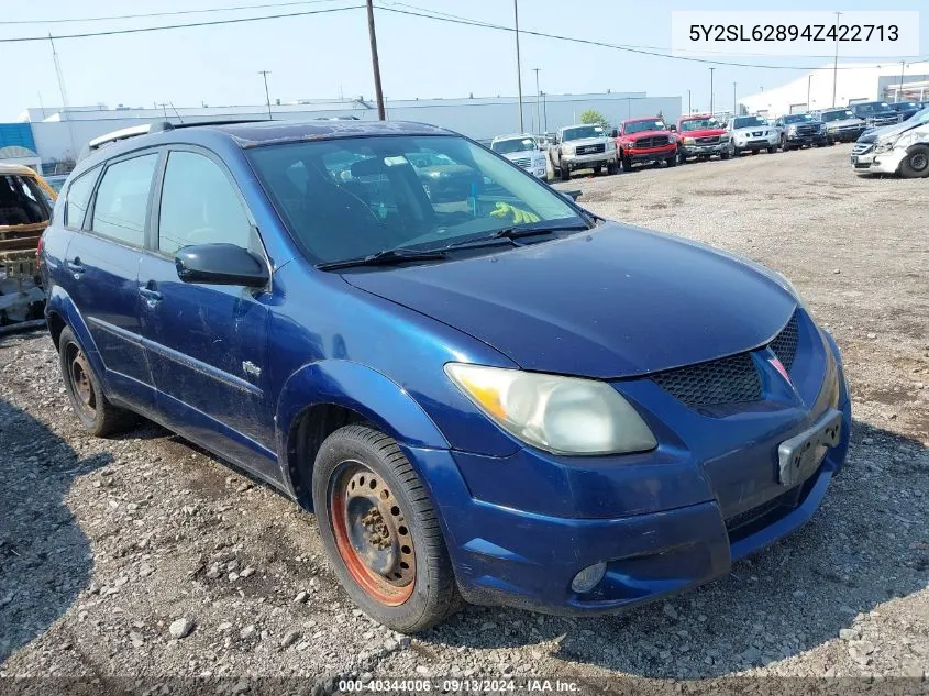 2004 Pontiac Vibe VIN: 5Y2SL62894Z422713 Lot: 40344006