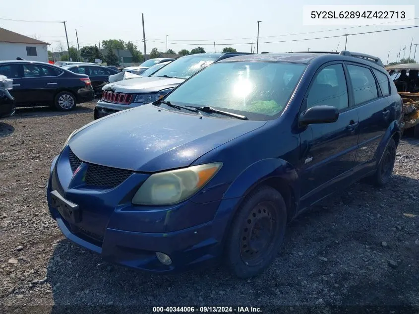 2004 Pontiac Vibe VIN: 5Y2SL62894Z422713 Lot: 40344006