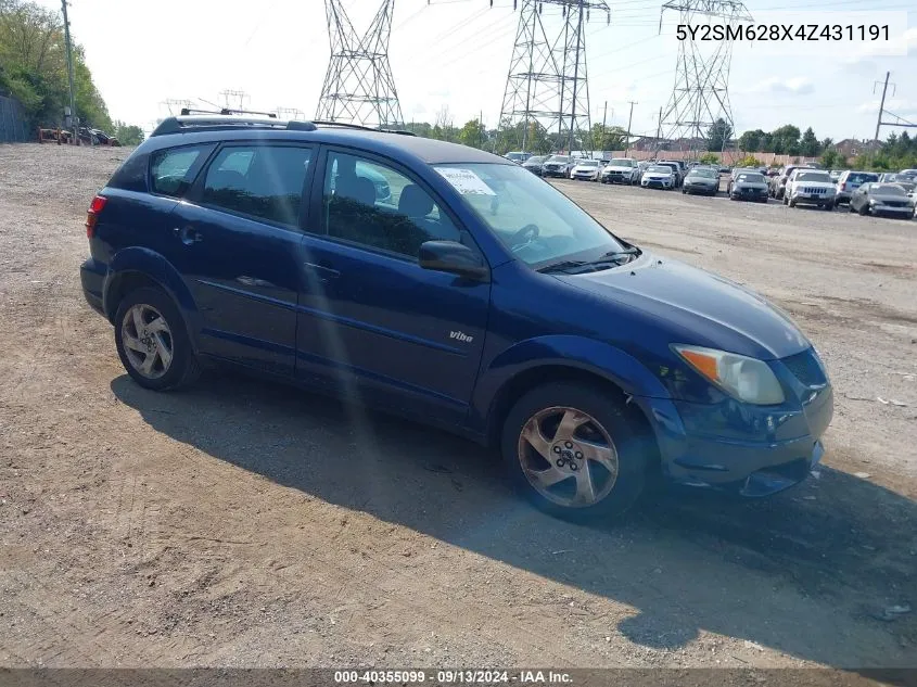 2004 Pontiac Vibe VIN: 5Y2SM628X4Z431191 Lot: 40355099