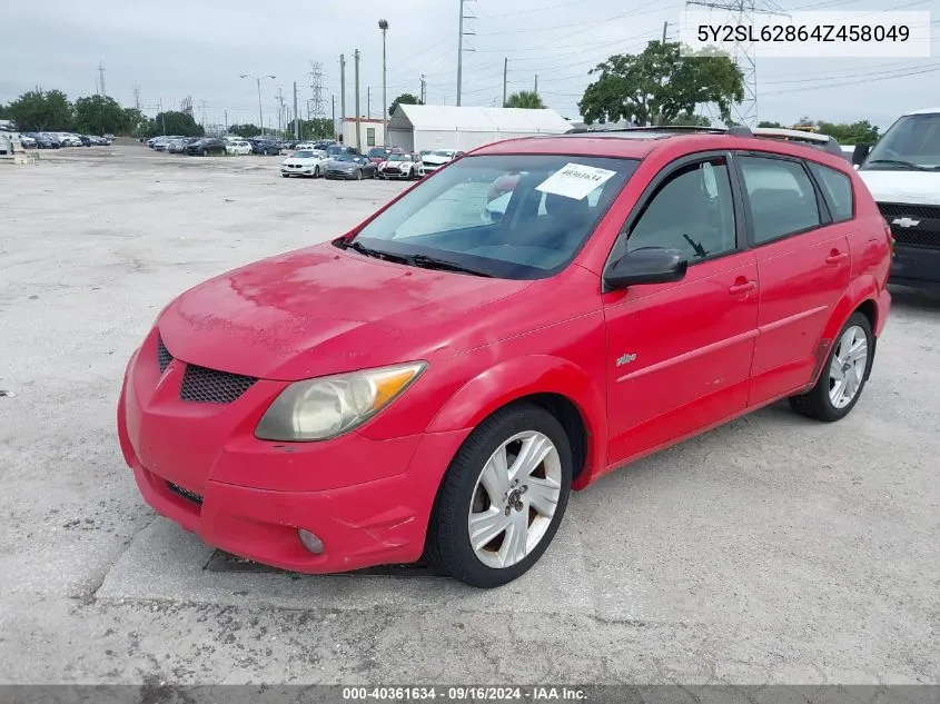 2004 Pontiac Vibe VIN: 5Y2SL62864Z458049 Lot: 40361634