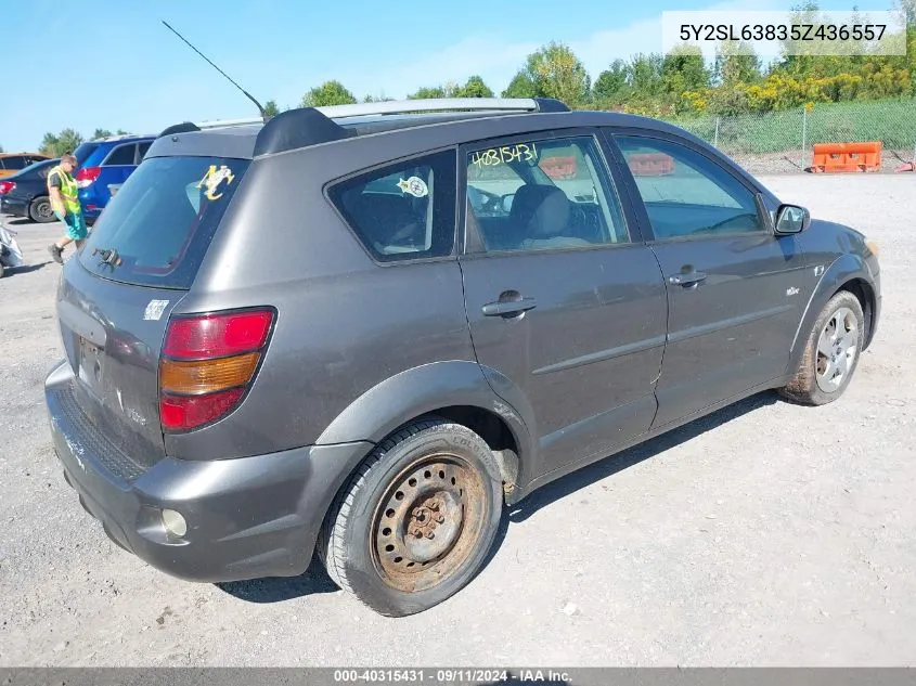 2005 Pontiac Vibe VIN: 5Y2SL63835Z436557 Lot: 40315431