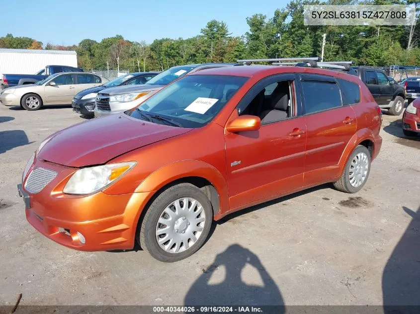 2005 Pontiac Vibe VIN: 5Y2SL63815Z427808 Lot: 40344026