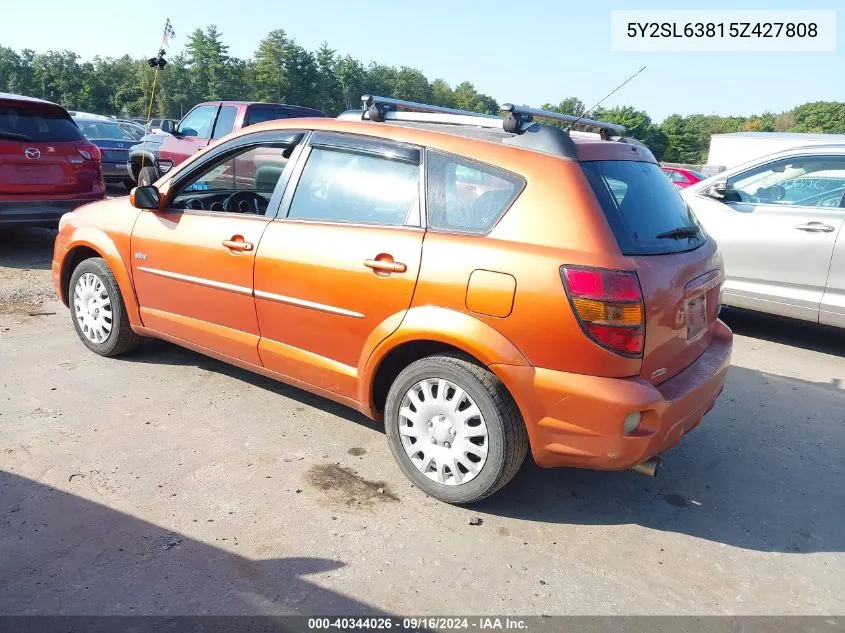 2005 Pontiac Vibe VIN: 5Y2SL63815Z427808 Lot: 40344026