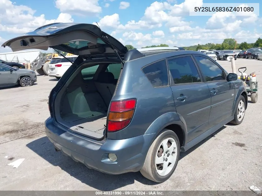 2006 Pontiac Vibe VIN: 5Y2SL65836Z401080 Lot: 40331990