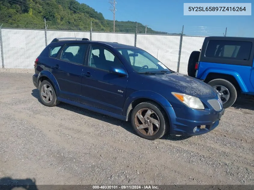 2007 Pontiac Vibe VIN: 5Y2SL65897Z416264 Lot: 40330101