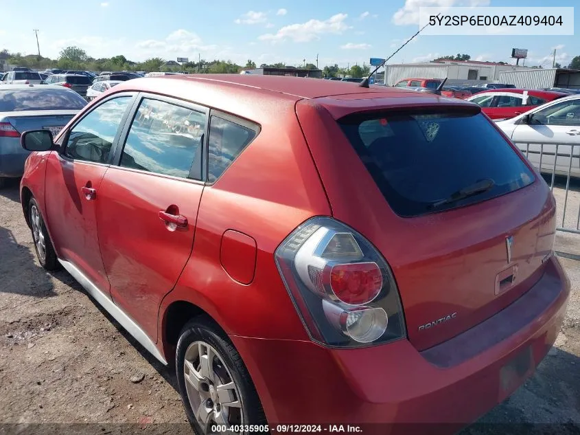 2010 Pontiac Vibe VIN: 5Y2SP6E00AZ409404 Lot: 40335905