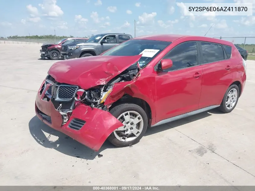 2010 Pontiac Vibe VIN: 5Y2SP6E06AZ411870 Lot: 40368001