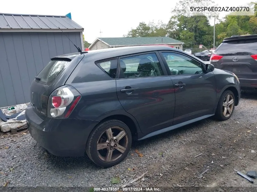 2010 Pontiac Vibe VIN: 5Y2SP6E02AZ400770 Lot: 40378357