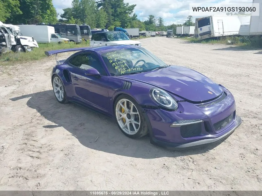 WP0AF2A91GS193060 2016 Porsche 911 Gt3 Rs