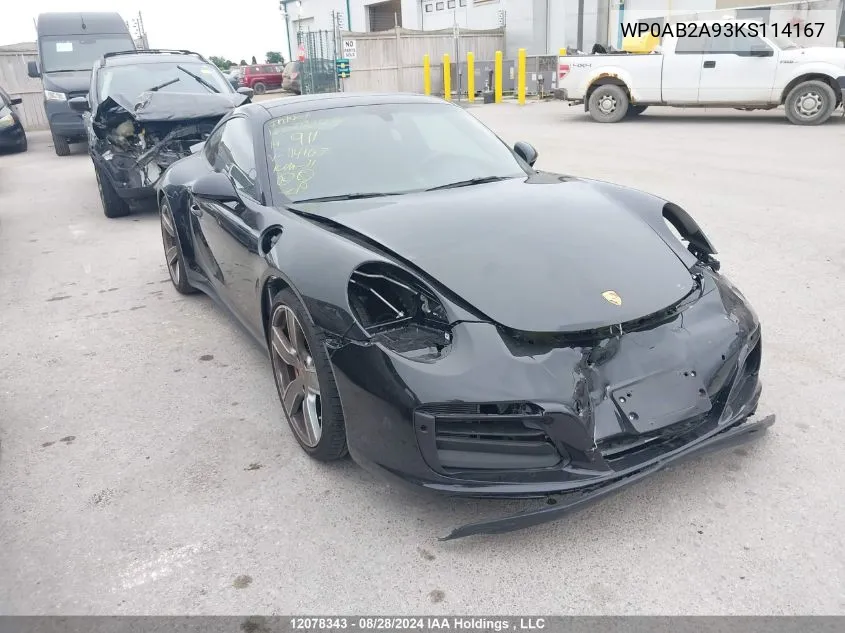 2019 Porsche 911 VIN: WP0AB2A93KS114167 Lot: 12078343