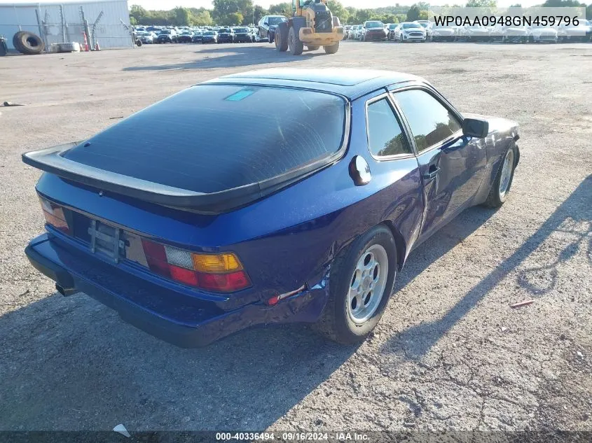 1986 Porsche 944 VIN: WP0AA0948GN459796 Lot: 40336494