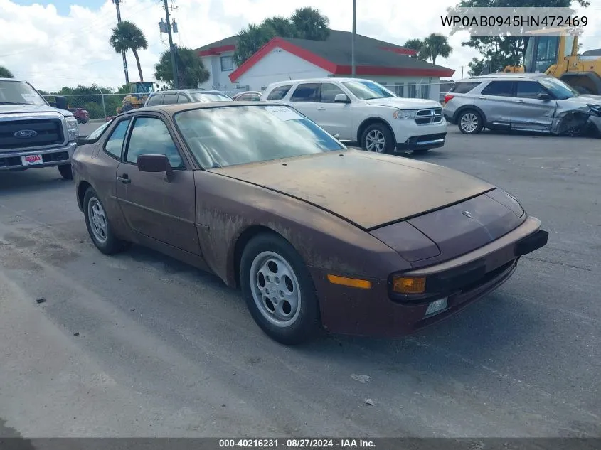 1987 Porsche 944 VIN: WP0AB0945HN472469 Lot: 40216231