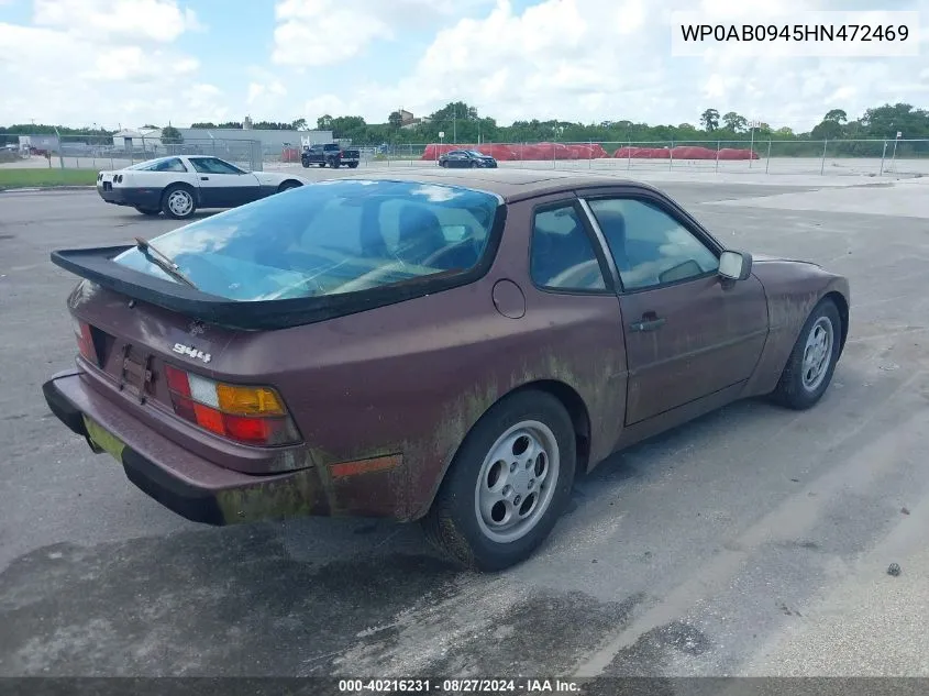 1987 Porsche 944 VIN: WP0AB0945HN472469 Lot: 40216231