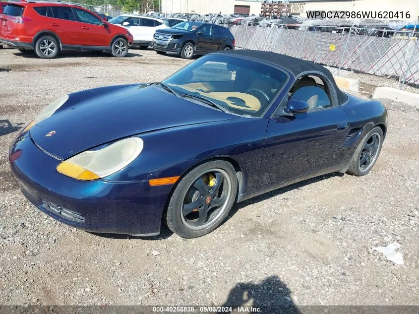 1998 Porsche Boxster VIN: WP0CA2986WU620416 Lot: 40255838