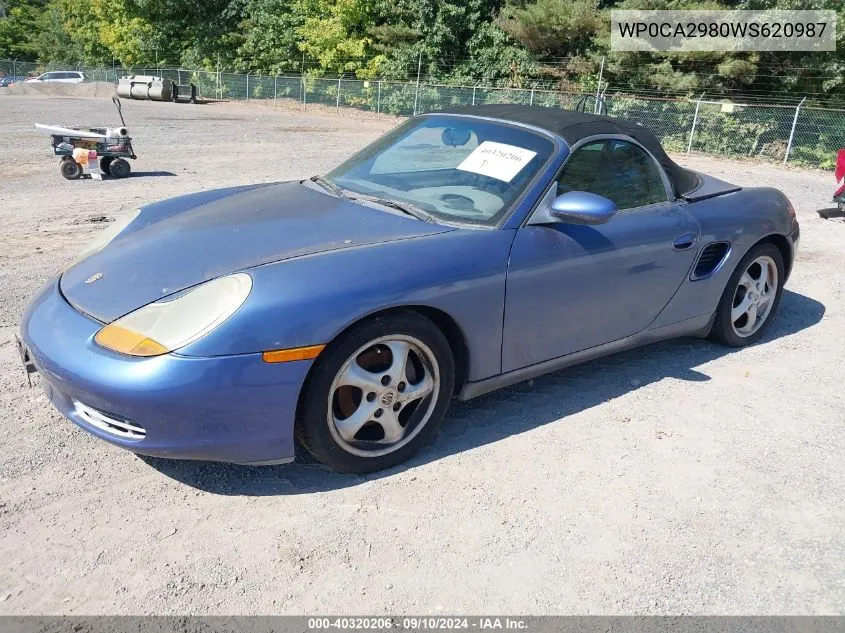 1998 Porsche Boxster VIN: WP0CA2980WS620987 Lot: 40320206