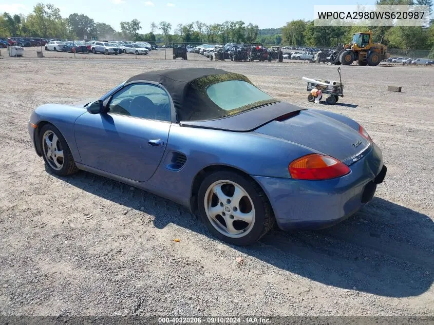 1998 Porsche Boxster VIN: WP0CA2980WS620987 Lot: 40320206