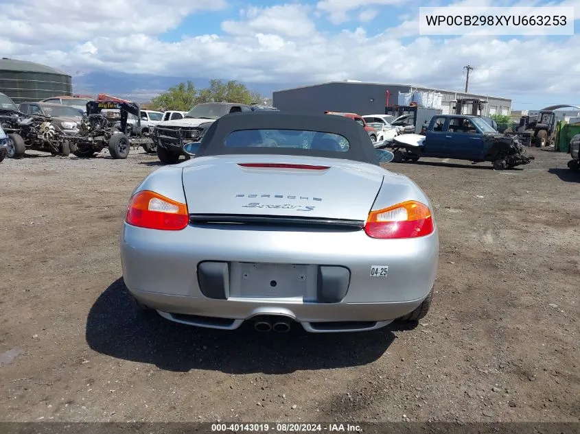 2000 Porsche Boxster S VIN: WP0CB298XYU663253 Lot: 40143019