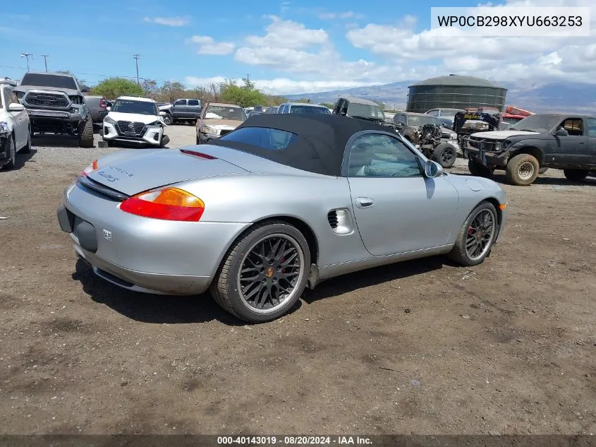 2000 Porsche Boxster S VIN: WP0CB298XYU663253 Lot: 40143019