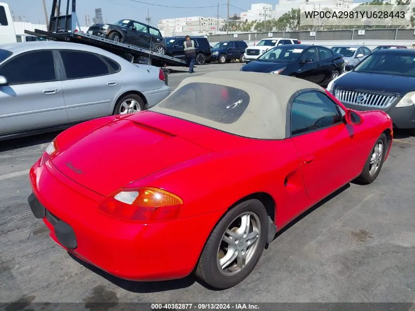 2000 Porsche Boxster VIN: WP0CA2981YU628443 Lot: 40352877