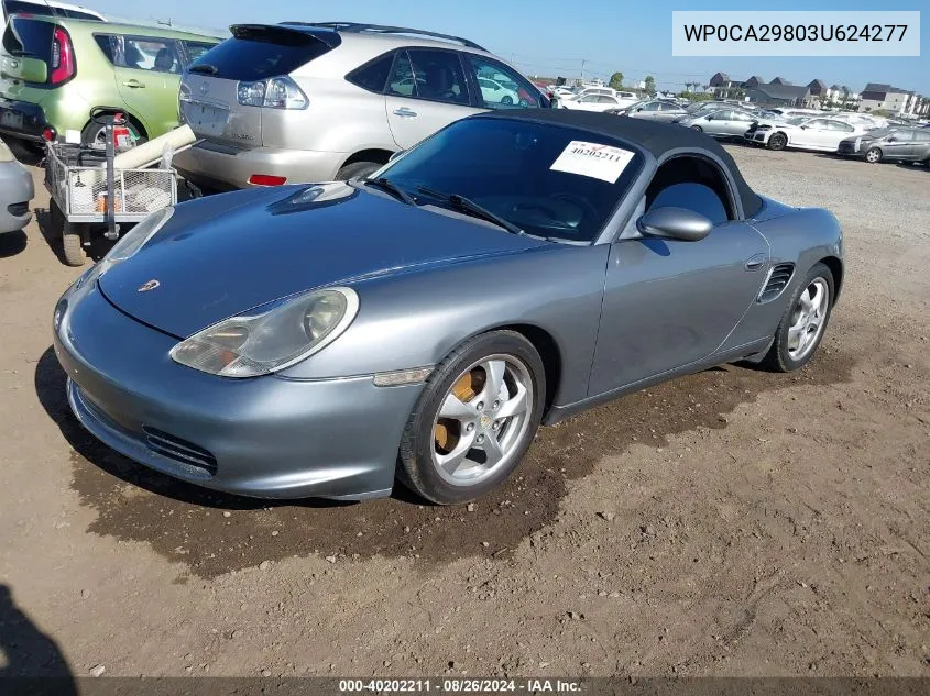 2003 Porsche Boxster VIN: WP0CA29803U624277 Lot: 40202211