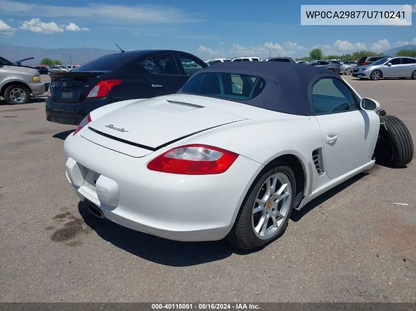 2007 Porsche Boxster VIN: WP0CA29877U710241 Lot: 40115081