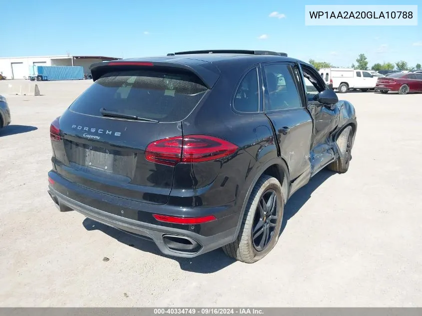 2016 Porsche Cayenne VIN: WP1AA2A20GLA10788 Lot: 40334749