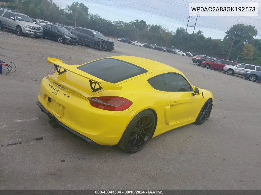 2016 Porsche Cayman Gt4 VIN: WP0AC2A83GK192573 Lot: 40343384