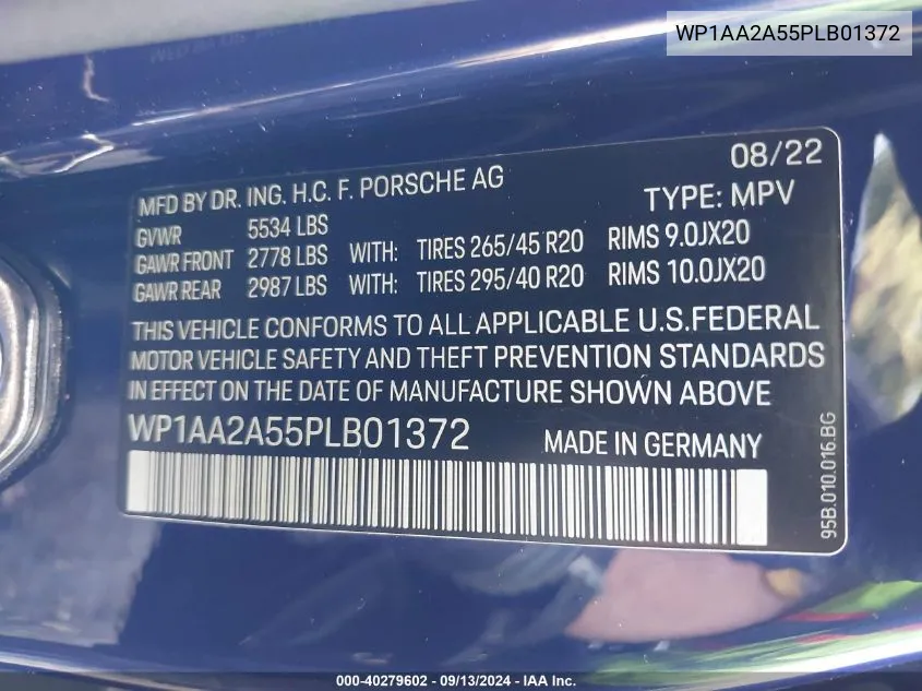 WP1AA2A55PLB01372 2023 Porsche Macan T