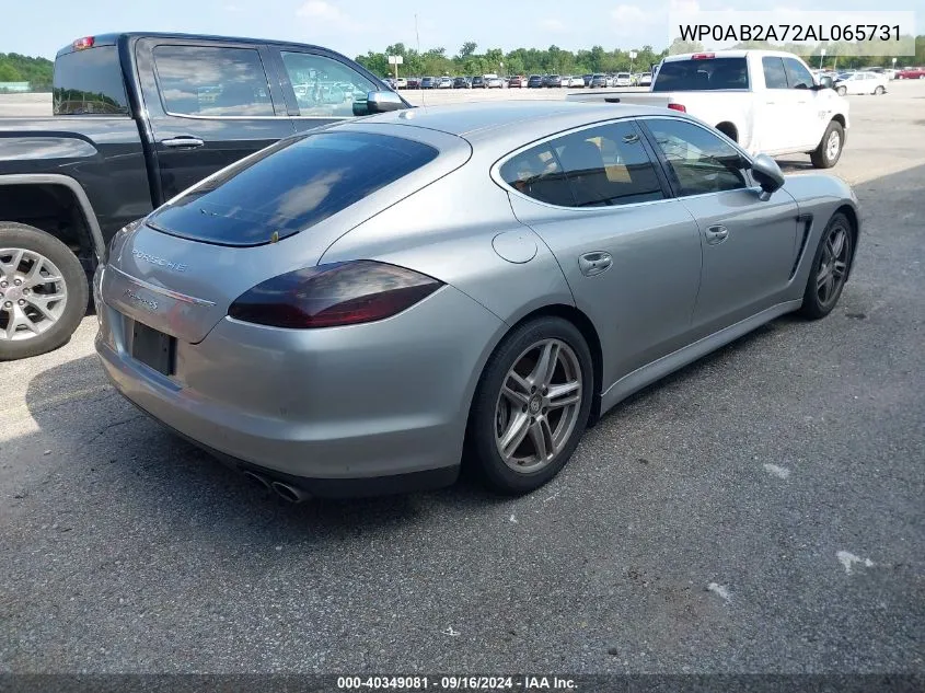 2010 Porsche Panamera 4S VIN: WP0AB2A72AL065731 Lot: 40349081