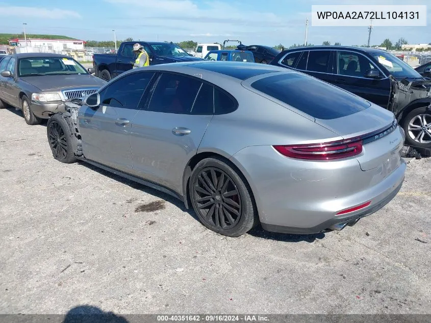 2020 Porsche Panamera 4 VIN: WP0AA2A72LL104131 Lot: 40351642