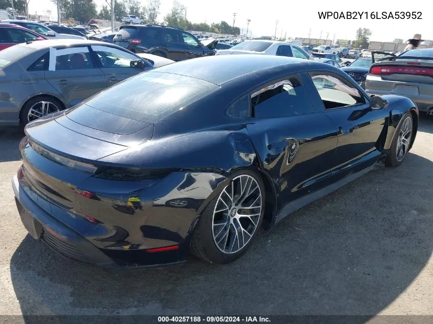 2020 Porsche Taycan 4S VIN: WP0AB2Y16LSA53952 Lot: 40257188