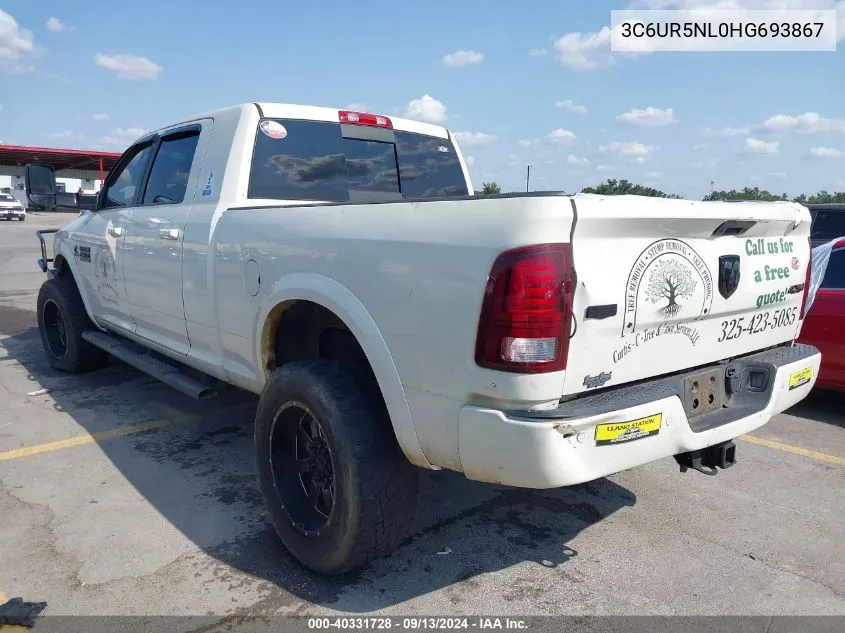 2017 Ram 2500 Laramie Mega Cab 4X4 6'4 Box VIN: 3C6UR5NL0HG693867 Lot: 40331728