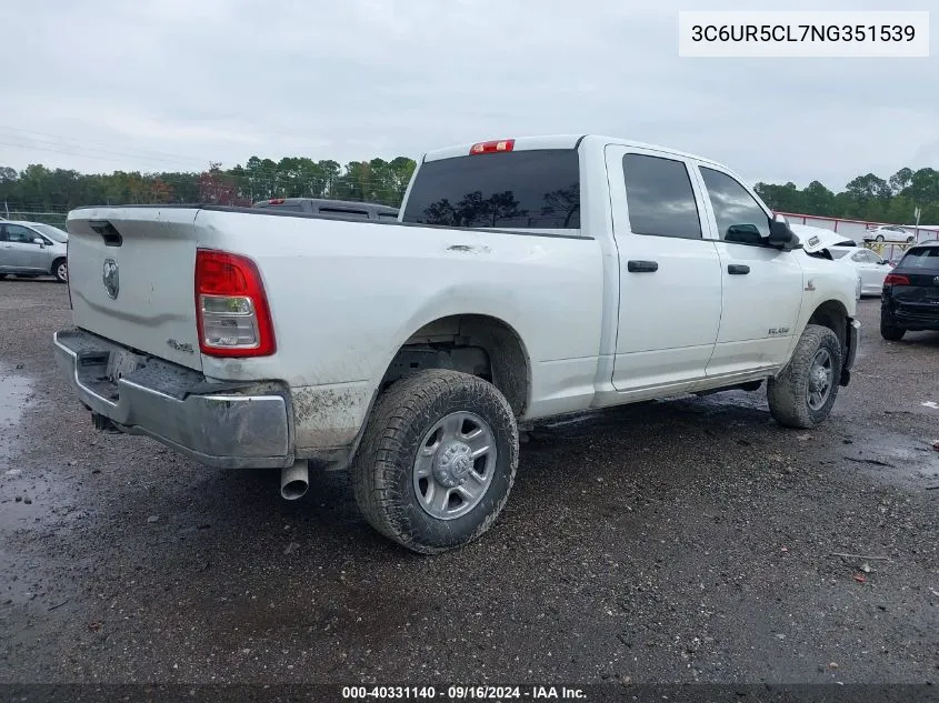 2022 Ram 2500 Tradesman 4X4 6'4 Box VIN: 3C6UR5CL7NG351539 Lot: 40331140