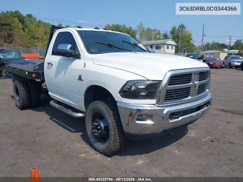 2012 Ram 3500 Slt VIN: 3C63DRBL0CG344366 Lot: 40325794