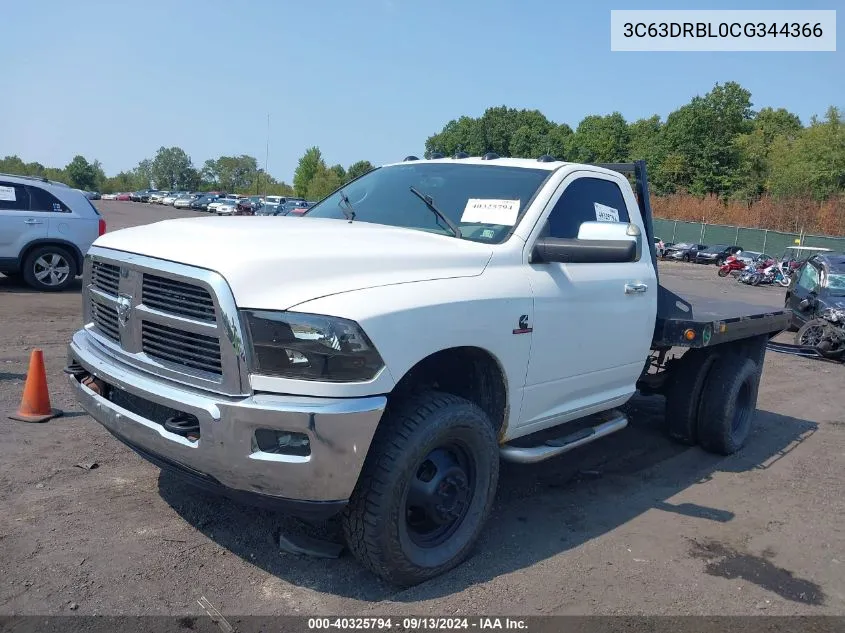 2012 Ram 3500 Slt VIN: 3C63DRBL0CG344366 Lot: 40325794