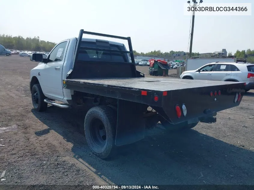 2012 Ram 3500 Slt VIN: 3C63DRBL0CG344366 Lot: 40325794