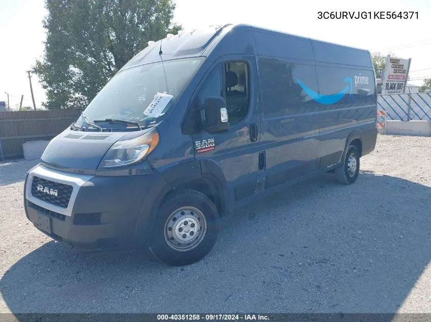 2019 Ram Promaster 3500 Cargo Van High Roof 159 Wb Ext VIN: 3C6URVJG1KE564371 Lot: 40351258