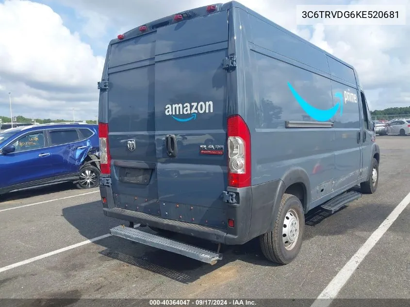 2019 Ram Promaster 2500 High Roof 159 Wb VIN: 3C6TRVDG6KE520681 Lot: 40364047