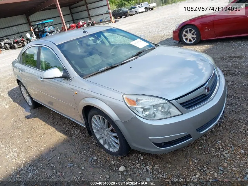 2007 Saturn Aura Xr VIN: 1G8ZV57747F194039 Lot: 40345320