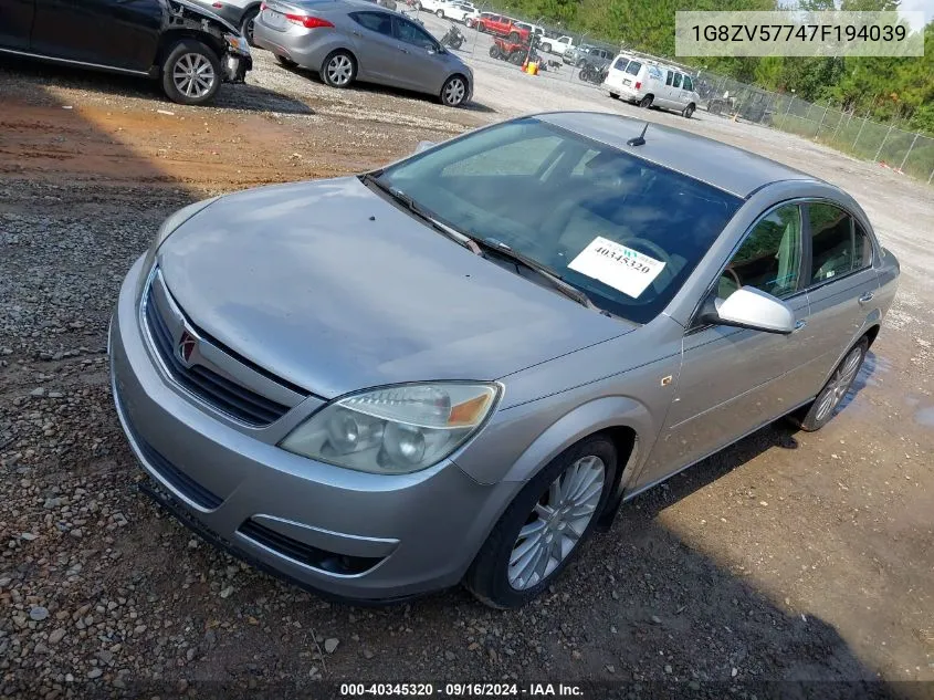 2007 Saturn Aura Xr VIN: 1G8ZV57747F194039 Lot: 40345320