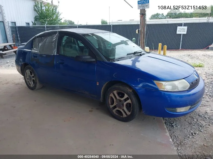 2003 Saturn Ion Ion 3 VIN: 1G8AL52F53Z151453 Lot: 40284040