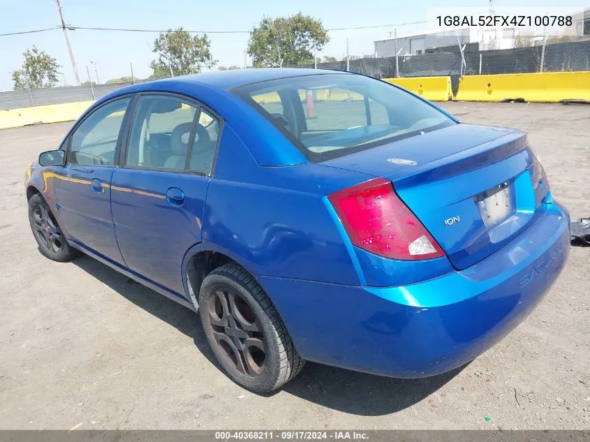 2004 Saturn Ion 3 VIN: 1G8AL52FX4Z100788 Lot: 40368211