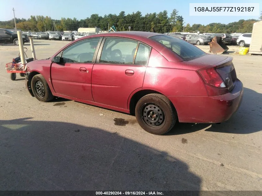 2007 Saturn Ion Level 2 VIN: 1G8AJ55F77Z192187 Lot: 40290204