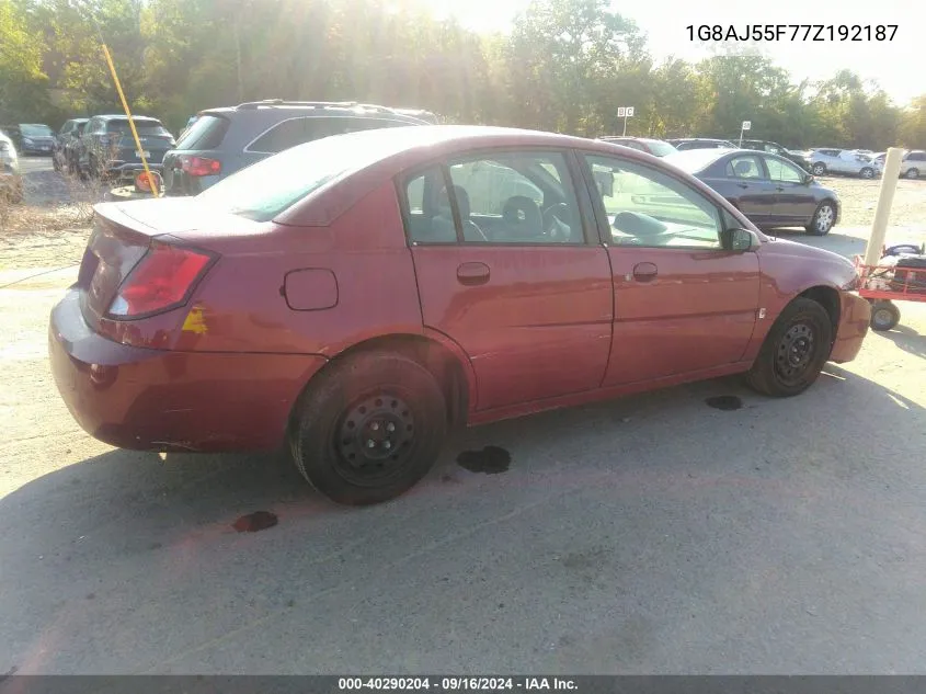 2007 Saturn Ion Level 2 VIN: 1G8AJ55F77Z192187 Lot: 40290204