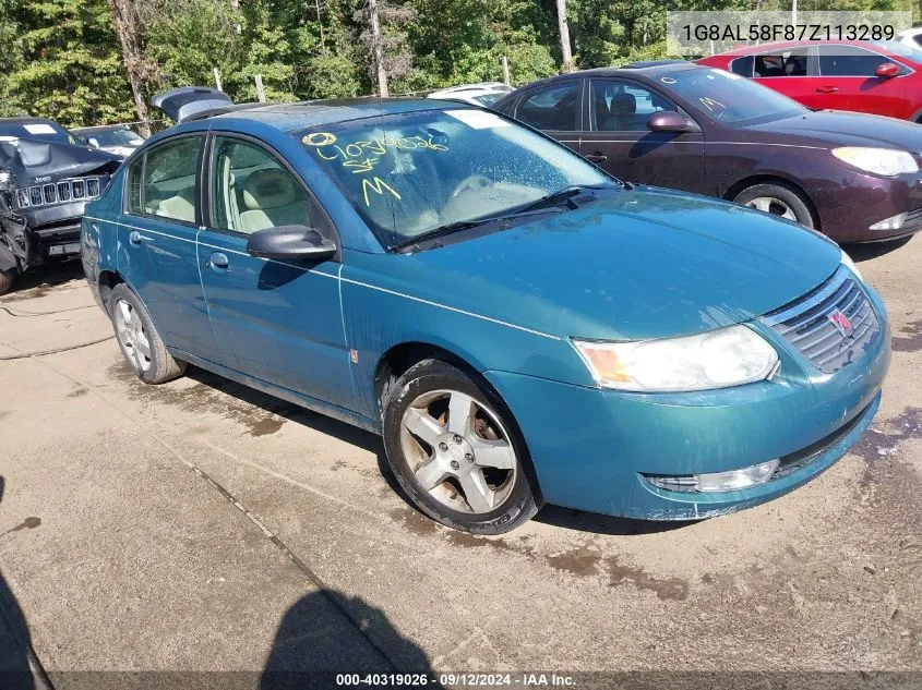 2007 Saturn Ion 3 VIN: 1G8AL58F87Z113289 Lot: 40319026