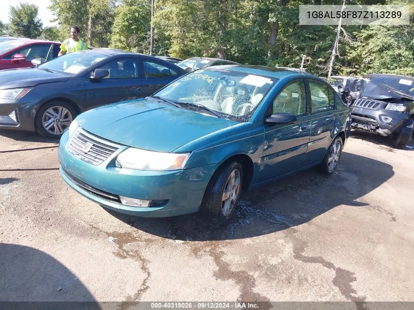 2007 Saturn Ion 3 VIN: 1G8AL58F87Z113289 Lot: 40319026