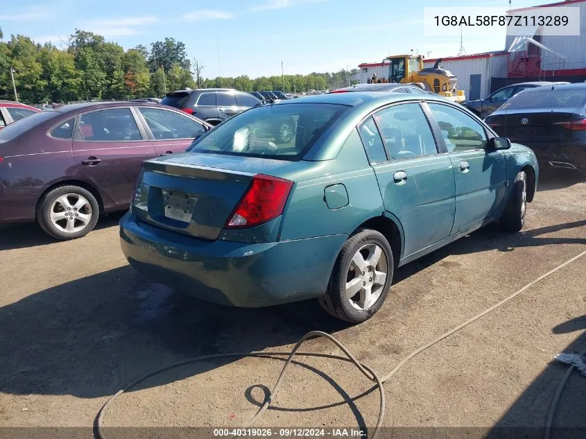 2007 Saturn Ion 3 VIN: 1G8AL58F87Z113289 Lot: 40319026