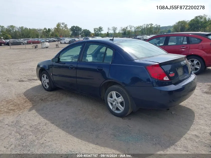 2007 Saturn Ion 2 VIN: 1G8AJ55F87Z200278 Lot: 40347787