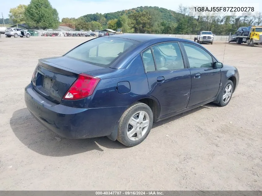 2007 Saturn Ion 2 VIN: 1G8AJ55F87Z200278 Lot: 40347787